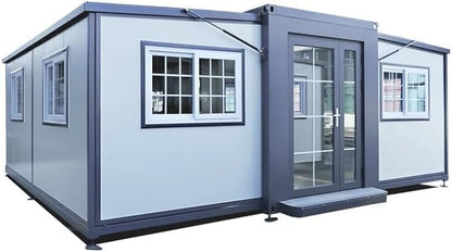 Portable Prefabricated Tiny Home 19x20ft, Mobile Expandable Plastic Prefab House for Hotel, Booth, Office, Guard House, Shop, Villa, Warehouse, Workshop - WoodArtSupply