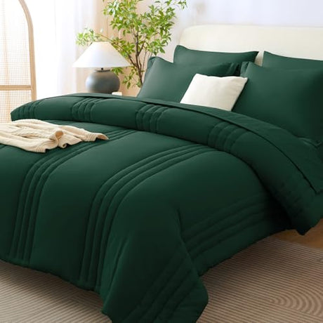 CozyLux Queen Size Comforter Sets - 7 Piece Bed in a Bag Emerald Green Comforter Set with Sheets Queen Bed Set All Seasons, Bedding Set with Down Alternative Comforter, Sheets, Pillowcases & Shams CozyLux