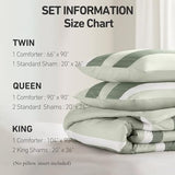 Regency Heights King Comforter Set, 3 Pieces Striped Bed Set, Soft Brushed Microfiber Reversible Bedding Set for All Season, Lightweight & Breathable Bedding Set with Comforter & Shams, Sage Green Regency Heights