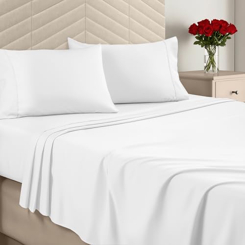 Utopia Bedding Full Size 4 Piece Sheet Set - Brushed Microfiber - Soft Bed Sheets for Full Size Bed - Includes 1 Fitted, 1 Flat, & 2 Pillow Cases - Deep Pocket (White) Utopia Bedding