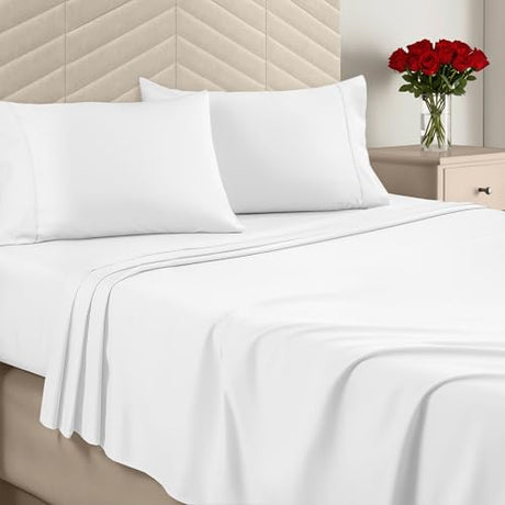 Utopia Bedding Full Size 4 Piece Sheet Set - Brushed Microfiber - Soft Bed Sheets for Full Size Bed - Includes 1 Fitted, 1 Flat, & 2 Pillow Cases - Deep Pocket (White) Utopia Bedding