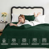 CozyLux Dark Emerald Green Full Size Comforter Set, 3 Pieces Solid Breathable Quilted Bedding Sets, Luxury Fluffy Soft Bed Set with Down Alternative Comforter All Season (1 Comforter & 2 Pillowcases) CozyLux