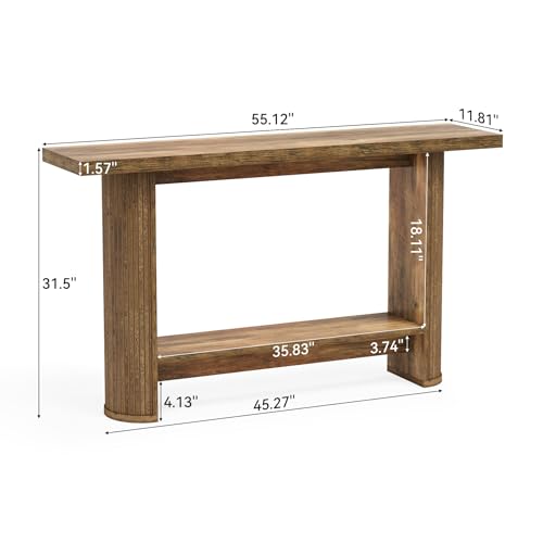 LITTLE TREE 55-Inch Modern Console Table, Narrow Sofa Table for Hallway, Wooden Entrance Table Behind The Couch for Living Room, Hallway, Entrance, Brown LITTLE TREE