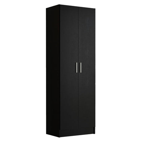 Madesa Pantry Storage Cabinet Armoire Closet with 2 Doors and 5 Utility Shelves 23" L Wooden Organization Unit for Bedroom, Office, Laundry Room, Kitchen, and Garage - Black Madesa