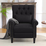 choairy Pushback Recliner Chair, Accent Push Back Chairs with Adjustable Footrest, Upholstered Linen Reclining Sofa with Side Pocket, Comfy Modern Armchair for Living Room, Bedroom, Black