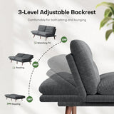 Marsail 66.1" Futon Sofa Bed, Corduroy Convertible Futon Couch with Adjustable Backrest & Armrests, Small Sleeper Sofa Loveseat for Small Apartments, Study Room, Office, Grey Marsail