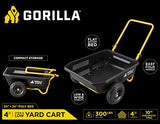Gorilla Carts GCR-4 Poly Dump Cart, 2-Wheel Garden Wagon with Foldable Handle, 4 cu ft, 300 lb. Capacity, Black/Yellow Gorilla Carts