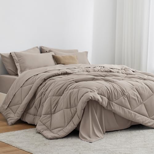 Love's cabin Twin Comforter Set Burlwood, 5 Pieces Twin Bed in a Bag, All Season Twin Bedding Sets with 1 Comforter, 1 Flat Sheet, 1 Fitted Sheet, 1 Pillowcase and 1 Pillow Sham Love's cabin