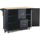 Pemberly Row Modern/Contemporary Wood Kitchen Cart in Black Pemberly Row