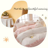 Pink Floral Duvet Cover Queen Chic Flower Print Ruffle Duvet Cover Cotton Lace Comforter Cover Country Style Floral Bedding Set Girls Ruffle Comforter Cover Flower Queen Duvet Cover with 2 Pillowcases LifeTB
