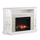 SEI Furniture Redden Faux Stone Corner Convertible Electric Fireplace with Media Storage, New Fresh White SEI Furniture