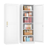 pozdeg 67" Metal Storage Cabinet with Lock, Tall Narrow Office File Cabinets with 5 Adjustable Shelves, Metal Steel Locker for Home, School, Office, Garage or Gym (White) pozdeg