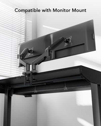 HUANUO Electric Standing Desk with Drawers, C-Clamp Mount Compatible, 48 x 24 Inch Height Adjustable Sit Stand Desk, Fabric Drawers, Home Office Stand Up Desk with 4 Custom Height Settings, Black HUANUO