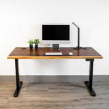 Standing Desk – Walnut Solid Wood Desk, Natural Live Edge, Adjustable Height Dual Motor, Sit Stand for Home Office (Black, W60 x D27) Modern Wood Style