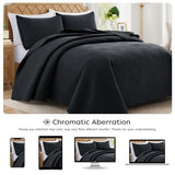 Lavsiry Black Quilt Queen Size with Striped Pattern, Lightweight Soft Summer Thin Microfiber Bedspread & Coverlet Bedding Set for All Seasons - 3 Piece(1 Quilt, 2 Pillow Shams) Lavsiry