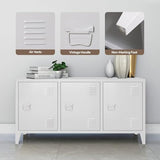 MIOCASA Metal Cabinet with Doors and Shelf,Industrial Steel Storage Cabinet TV Stand, 2 Tier Low Locker TV Cabinet for Home and Office White Size: 44.49W×15.75D×22.83H MIOCASA