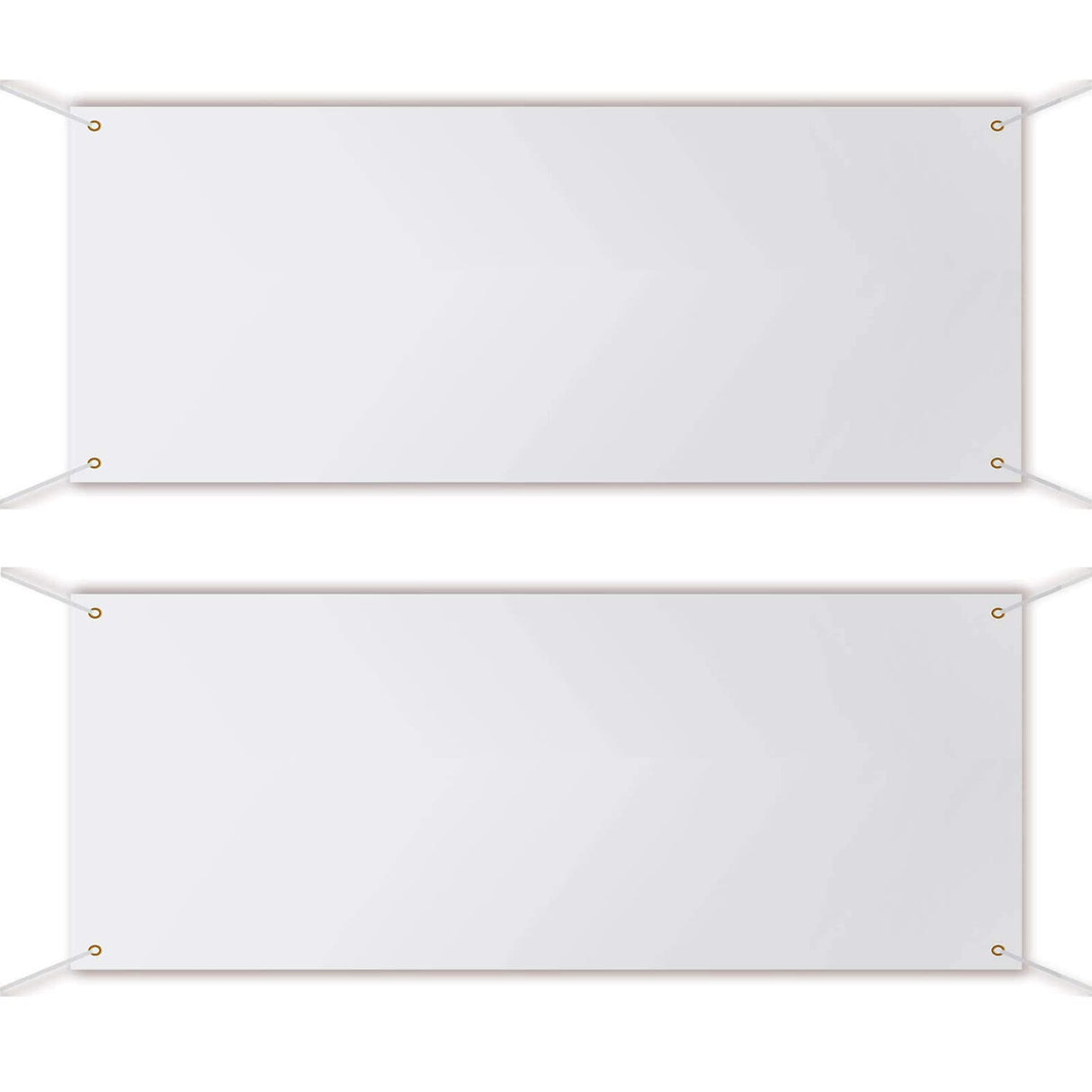 2 Pieces Large Banners Signs Polyester Oxford Cloth Sublimation Banner with Rope for Indoor Wall Outdoor Easy Hang Sign DIY Banner Sign for Business Office Supply (White,2 x 5 Feet) Peramarl