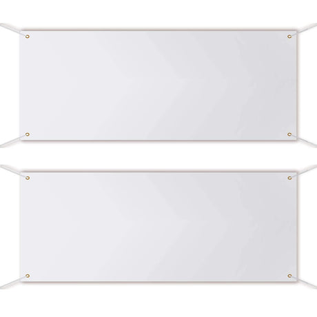 2 Pieces Large Banners Signs Polyester Oxford Cloth Sublimation Banner with Rope for Indoor Wall Outdoor Easy Hang Sign DIY Banner Sign for Business Office Supply (White,2 x 5 Feet) Peramarl