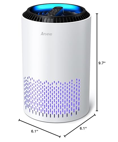 AROEVE Air Purifiers for Bedroom Home, Air Purifier For Smoke Pollen Dander Hair Smell Air Cleaner with Sleep Mode Speed Control For Bedroom Office, MK01- White(Available for California) AROEVE