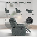 INZOY Manual Recliner Chair with Padded Armrest, Wall-Hugger Single Sofa Recliners with Overstuffed Back, Classical Fabric Reclining Chairs for Living Room Theater Seating, Grey