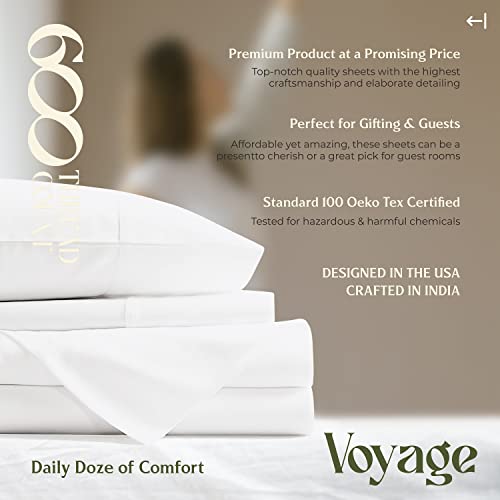 Mayfair Linen 100% Egyptian Cotton Twin Size Sheet Set - 3 PC 600 Thread Count Cotton Sheets Set for Twin Bed (White), Soft, Cooling, Luxury Hotel 16" Deep Pocket Sateen Bedsheet Set for Dorm Room Mayfair Linen