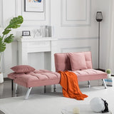 68" Modern Futon Sofa Bed,Convertible Sleeper Bed Couch with 4 Reclining Backrest with 2 Pillows,Comfy Velvet Cloud Sofa Loveseat for Living Room Bedroom Office (Rose Red) Jum Blueemo