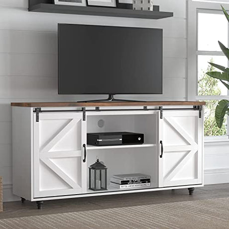 Farmhouse Style 58'' Coffee Bar Cabinet with Sliding Barn Door and Storage by 4ever2buy 4ever2buy