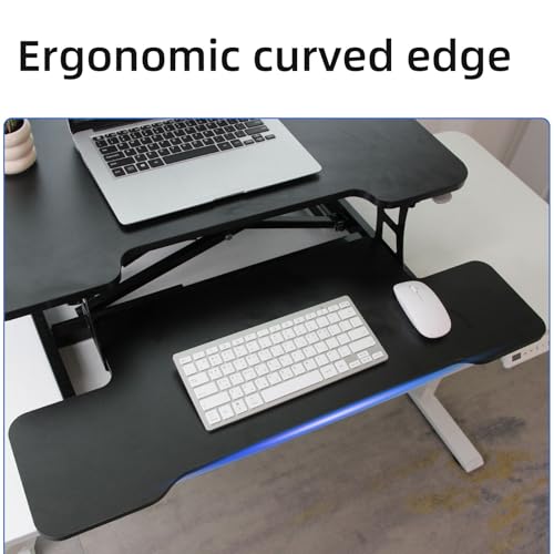 Juyancao Standing Desk Converter, 32" Height Adjustable Sit to Stand Up Workstation, Dual Monitor Desk Riser with Keyboard Tray, Black Desktop Tabletop Riser Laptop for Home Office Juyancao