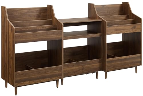 Crosley Furniture Liam 3-Piece Turntable Record Player Stand And Vinyl Storage, Mid Century Modern, Walnut Crosley Furniture