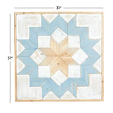 Deco 79 Wood Geometric Handmade Home Wall Decor Southwestern Star Wall Sculpture with Whitewashed Brown Accents, Wall Art 31" x 1" x 31", Blue Deco 79