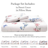 PHF Ultra Soft Floral Duvet Cover Queen Size, Printed Bedding Set 3 Pieces, Comfy Durable Farmhouse Duvet Cover Set with 2 Pillow Shams, Zipper Closure and 8 Ties, 90"x90", White & Pink PHF