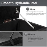 VECELO 44.1" Ottoman with Storage, Storage Ottoman Bench with 2 Gas Spring Lid Supports, PU Leather Upholstery, Solid Wood Legs, Black Shoe Bench for Bedroom, Living Room, Entryway VECELO