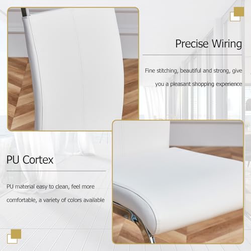 Ebullient Glass Dining Table Set for 6 ，7 Piece Dining Table Set,Tempered Glass Table Top，White Modern Dining Room Table with 6 PU Leather Ergonomic Dining Chairs Ebullient