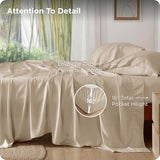 Bedsure King Size Sheet Set, Cooling Sheets King, Rayon Derived from Bamboo, Deep Pocket Up to 16", Breathable & Soft Bed Sheets, Hotel Luxury Silky Bedding Sheets & Pillowcases, Beige Bedsure