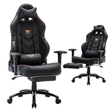 Big and Tall Gaming Chair with Footrest 350lbs, Computer Gamer Chair, High Back PC Gaming Chairs with Wide Seat, Lumbar Support, Armrest for Adults-Black COLAMY