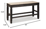 Signature Design by Ashley Tyler Creek Urban Farmhouse Counter Height Upholstered Dining Bench, Almost Black Signature Design by Ashley