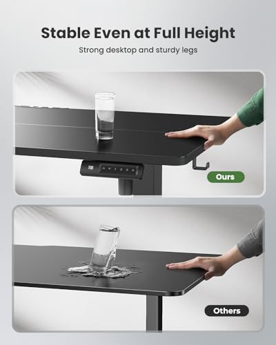 Marsail Standing Desk Adjustable Height Stand up Home Office Desk,‎ 48x24 Inch Electric Standing Computer Desk, with 4 Memory Presets, Headphone Hook, Cable Organizer, Black Marsail