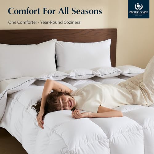 Pacific Coast Premium Goose Down Fiber Comforter King Size, 420TC 100% Australian Cotton Shell, All-Season Comforter with Hidden Baffle Box & Double-Stitched Piping (106"x90") Pacific Coast