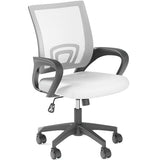 OS MOTOR Home Office Chair, Ergonomic Mid-Back Mesh Desk Chair with Lumbar Support, Adjustable Swivel Rolling Design, Comfy Armrest for Work, Study, Gaming, Vanity (White, Single Chair) OS MOTOR