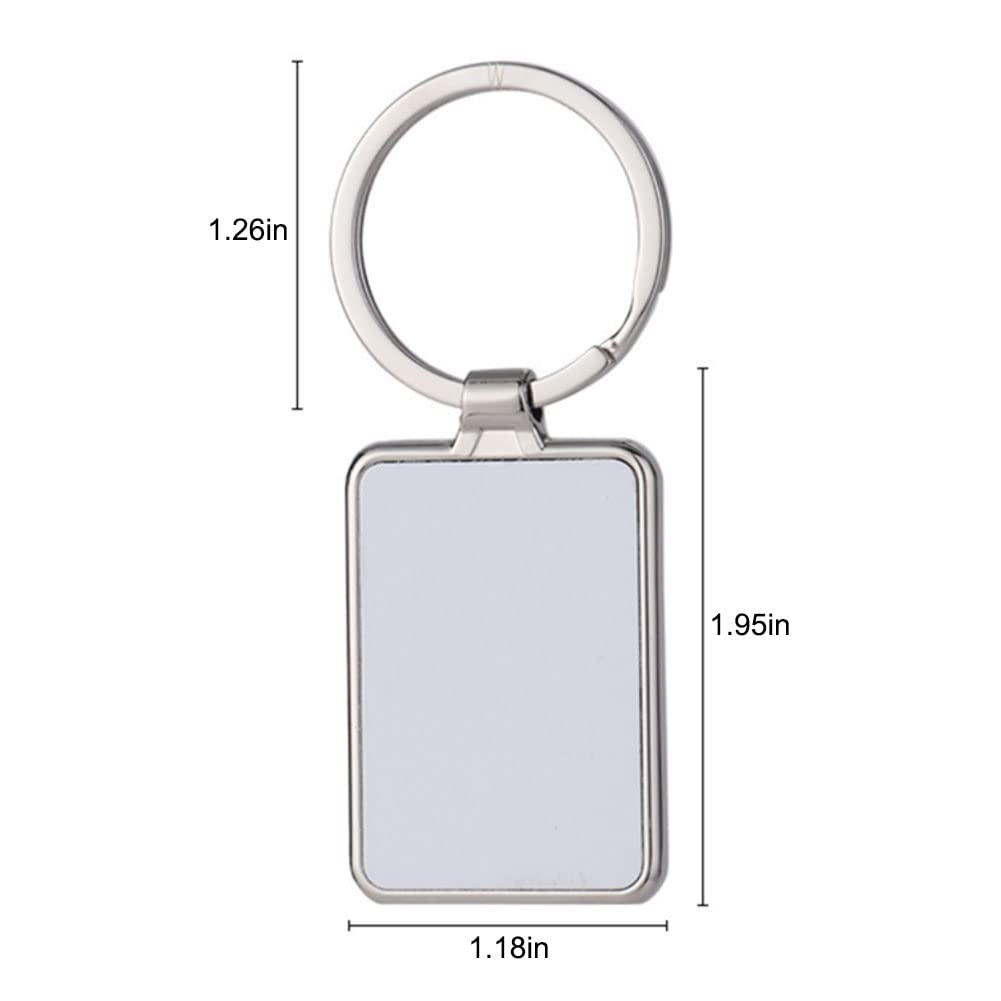 ZUYYON 10 Pcs Sublimation Blank Keychain Metal Heat Transfer Keychain with Key Rings Blank Key Chain Pendant for DIY Craft Supplies(Rectangle) ZUYYON