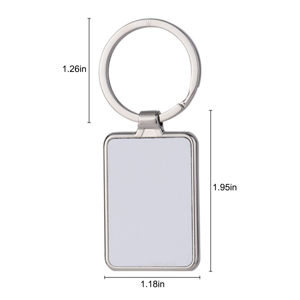 ZUYYON 10 Pcs Sublimation Blank Keychain Metal Heat Transfer Keychain with Key Rings Blank Key Chain Pendant for DIY Craft Supplies(Rectangle)