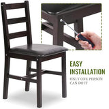 FDW | 5-Piece Solid Wood Dining Table Set for 4 | Brown | Pine Kitchen Table with Upholstered Chairs | Space-Saving Design | Smooth Easy-to-Clean Surface | for Dining Room, Apartment, Restaurant FDW