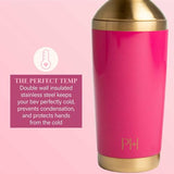 Paris Hilton 2-Piece Cocktail Shaker Set, Double Wall Insulated Stainless Steel Mixer with Built-In Strainer and Double-Sided Jigger, 20-Ounce, Gold and Hot Pink Paris Hilton