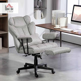 HOMCOM Executive Office Chair, 400LBS Big and Tall Office Chair with Foot Rest, Microfiber Computer Desk Chair with Lumbar Support, Reclining Function and Wide Seat, Gray HOMCOM