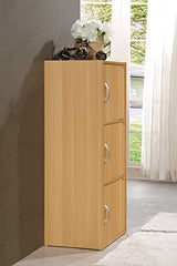 HODEDAH 3 Door Bookcase Cabinet, Beech Hodedah