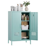 GangMei Metal Storage Cabinet with Adjustable Shelves,Metal Buffet Sideboard with 2 Doors for Kitchen,Home,Office, 42" H x 26" W x 14" D,Assembly Required,Blue GangMei