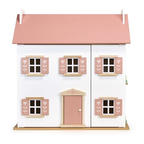 Mentari Clover Large Wooden Dollhouse - A Magical Playtime Palace with Swing-Open Panels - Elevating Playtime with Engaging Design, Interactive Features, and Limitless Pretend Play - Age 3Y and Up Mentari