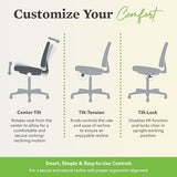 HON Volt Armless Office Chairs with Wheels, Ergonomic Adjustable Center-Tilt Recline, Fabric Back and Seat, Swivel Desk Chair, Black HON