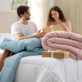 Bedsure Comforter Duvet Insert - Quilted Comforters Oversize Queen Size, All Season Duvet, GentleSoft Down Alternative Bedding, with 8 Tabs, Gifts for Women/Men, White, Oversize Queen 98 x 98 Inches Bedsure