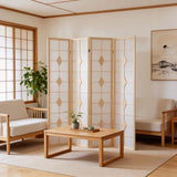 Shoji Room Divider, 67 Inch Tall Japanese Style Room Divider, Folding Privacy Shoji Screen, Dividers for Room Separation, Portable Partition for Home Office - 4 Panel (White) ZFFURN